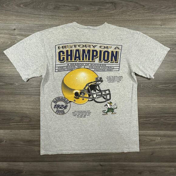 Vintage Notre Dame Shirt Mens Large Double Sided College Football 90s USA - Picture 2 of 8